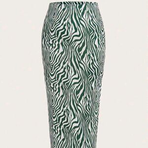 Coolane plus Size Zebra Pattern Printed High Waisted Skirt